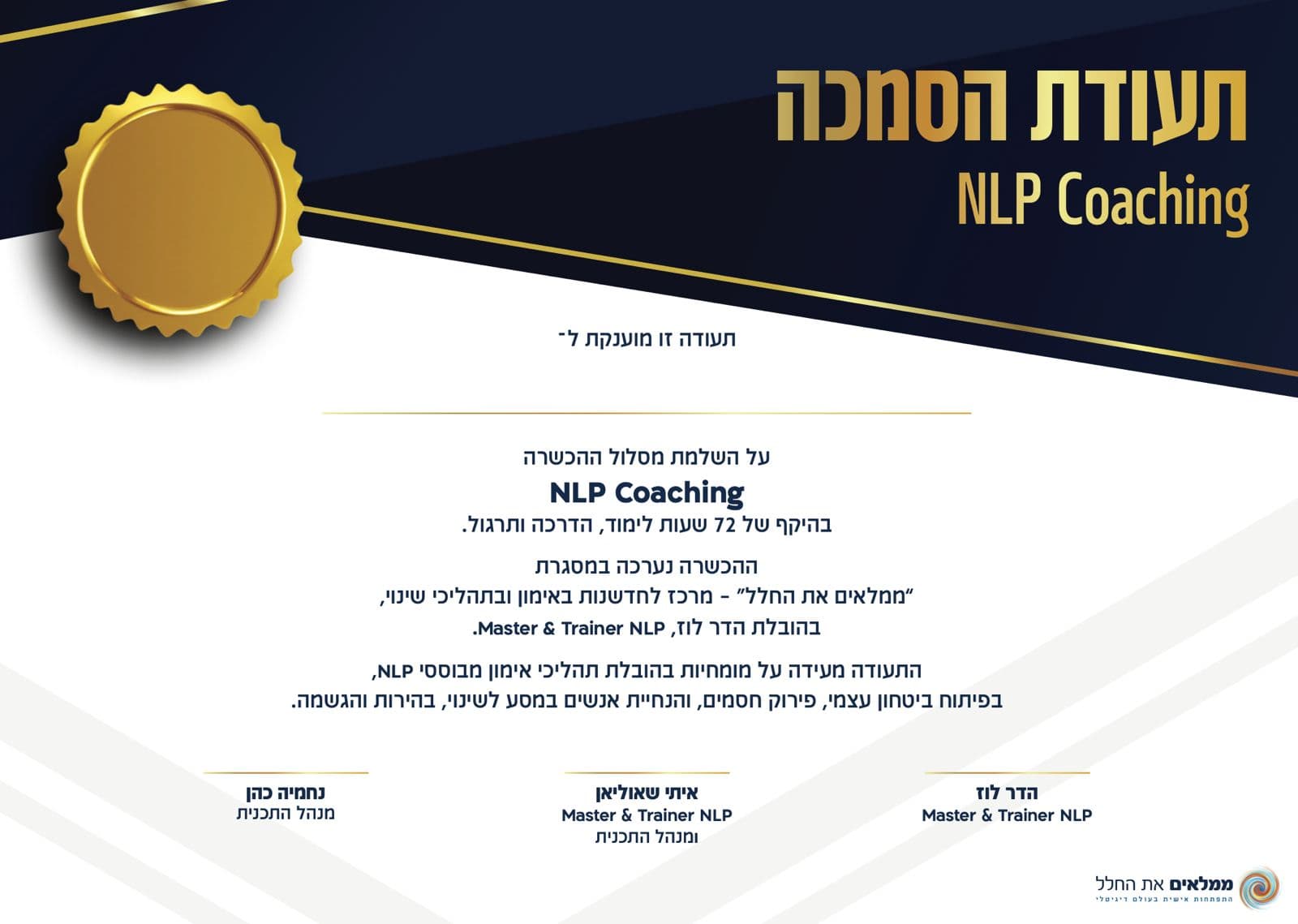 תעודת NLP Coaching